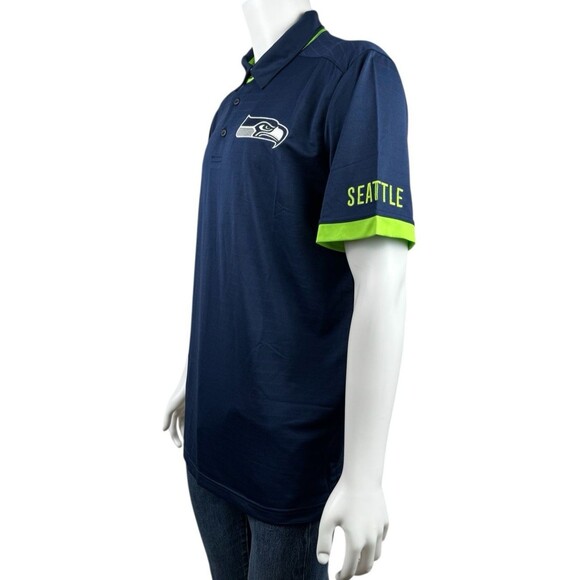 Seattle Seahawks Mens X-Large Pullover Blue Polo Golf Shirt NFL Team Apparel New - Picture 5 of 9